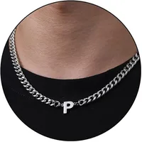 Retro Classic Style Letter Titanium Steel Polishing Men's Pendant Necklace sku image 17
