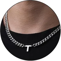 Retro Classic Style Letter Titanium Steel Polishing Men's Pendant Necklace sku image 21