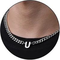 Retro Classic Style Letter Titanium Steel Polishing Men's Pendant Necklace sku image 22