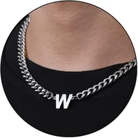Retro Classic Style Letter Titanium Steel Polishing Men's Pendant Necklace sku image 24