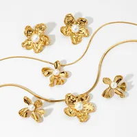 IG Style Flower 304 Stainless Steel 16K Gold Plated White Gold Plated Women's Rings Earrings Necklace main image 6