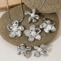IG Style Flower 304 Stainless Steel 16K Gold Plated White Gold Plated Women's Rings Earrings Necklace main image 5