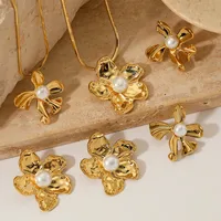IG Style Flower 304 Stainless Steel 16K Gold Plated White Gold Plated Women's Rings Earrings Necklace main image 1