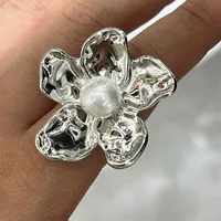 IG Style Flower 304 Stainless Steel 16K Gold Plated White Gold Plated Women's Rings Earrings Necklace main image 7