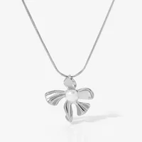 IG Style Flower 304 Stainless Steel 16K Gold Plated White Gold Plated Women's Rings Earrings Necklace sku image 11