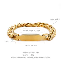 Business Hip-Hop Customization Laser Engraving Solid Color 304 Stainless Steel Plating Men's Bracelets sku image 1