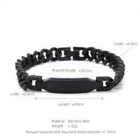 Business Hip-Hop Customization Laser Engraving Solid Color 304 Stainless Steel Plating Men's Bracelets sku image 2