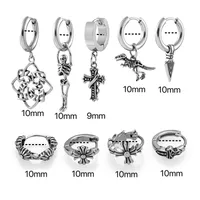 1 Piece Vintage Style Dinosaur Flower Skull Polishing Hollow Out 316L Stainless Steel  Zircon Drop Earrings main image 5