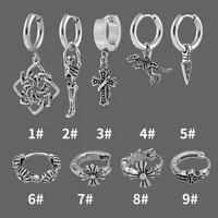 1 Piece Vintage Style Dinosaur Flower Skull Polishing Hollow Out 316L Stainless Steel  Zircon Drop Earrings main image 6