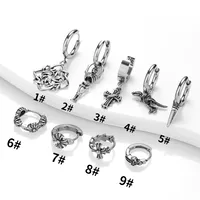 1 Piece Vintage Style Dinosaur Flower Skull Polishing Hollow Out 316L Stainless Steel  Zircon Drop Earrings main image 1