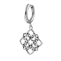 1 Piece Vintage Style Dinosaur Flower Skull Polishing Hollow Out 316L Stainless Steel  Zircon Drop Earrings sku image 1