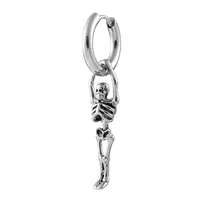 1 Piece Vintage Style Dinosaur Flower Skull Polishing Hollow Out 316L Stainless Steel  Zircon Drop Earrings sku image 9