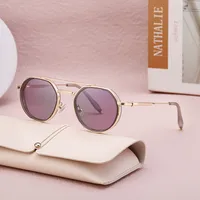 Simple Style Solid Color Pc Tinted Lenses Round Frame Full Frame Glasses main image 2