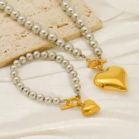 Vacation Classic Style Heart Shape 304 Stainless Steel 18K Gold Plated Women's Bracelets Necklace main image 1