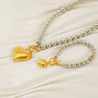 Vacation Classic Style Heart Shape 304 Stainless Steel 18K Gold Plated Women's Bracelets Necklace main image 4