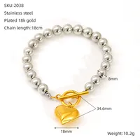 Vacation Classic Style Heart Shape 304 Stainless Steel 18K Gold Plated Women's Bracelets Necklace sku image 2