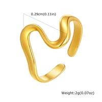 Wholesale Jewelry Basic Simple Style Geometric 201 Stainless Steel 18K Gold Plated Plating Open Rings main image 2