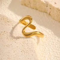 Wholesale Jewelry Basic Simple Style Geometric 201 Stainless Steel 18K Gold Plated Plating Open Rings main image 4