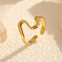 Wholesale Jewelry Basic Simple Style Geometric 201 Stainless Steel 18K Gold Plated Plating Open Rings main image 5