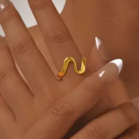 Wholesale Jewelry Basic Simple Style Geometric 201 Stainless Steel 18K Gold Plated Plating Open Rings main image 9