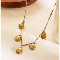 Elegant Simple Style Commute Round Shell 316L Stainless Steel  Rhinestones 18K Gold Plated Women's Bracelets Anklet Necklace main image 6