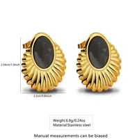 1 Pair Elegant Retro Geometric Sector Plating 304 Stainless Steel Imitation Gold  Ear Studs main image 2