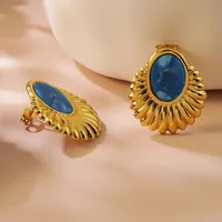 1 Pair Elegant Retro Geometric Sector Plating 304 Stainless Steel Imitation Gold  Ear Studs main image 5