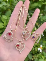 Casual Vacation Letter Heart Shape Copper Polishing Hollow Out Inlay Zircon 18K Gold Plated Mother'S Day Women's Pendant Necklace main image 1