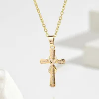Casual Glam Luxurious Cross Round Copper Zircon 14K Gold Plated Unisex Pendant Necklace main image 4