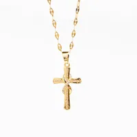 Casual Glam Luxurious Cross Round Copper Zircon 14K Gold Plated Unisex Pendant Necklace sku image 2