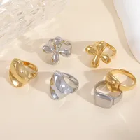 Basic Simple Style Irregular Cross Rectangle 304 Stainless Steel 18K Gold Plated Women's Rings main image 1