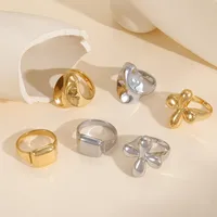 Basic Simple Style Irregular Cross Rectangle 304 Stainless Steel 18K Gold Plated Women's Rings main image 4