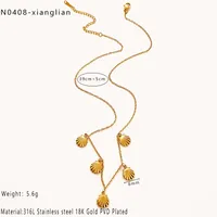 Elegant Simple Style Commute Round Shell 316L Stainless Steel  Rhinestones 18K Gold Plated Women's Bracelets Anklet Necklace sku image 1