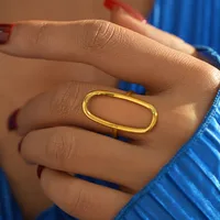 Wholesale Jewelry Elegant Retro Geometric 304 Stainless Steel 18K Gold Plated Open Rings main image 3