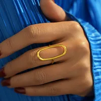 Wholesale Jewelry Elegant Retro Geometric 304 Stainless Steel 18K Gold Plated Open Rings main image 5