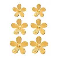 French Style Flower Plating 304 Stainless Steel 18K Gold Plated Butterfly Backs Ear Studs main image 9