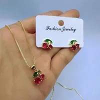 IG Style Elegant Commute Cherry Copper Plating Zircon 18K Gold Plated Women's Jewelry Set main image 1