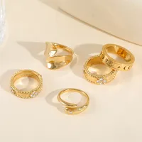 Cute Basic Simple Style Irregular Geometric Flower 304 Stainless Steel Inlay Zircon 18K Gold Plated Women's Rings main image 1