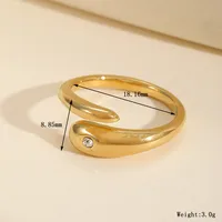 Cute Basic Simple Style Irregular Geometric Flower 304 Stainless Steel Inlay Zircon 18K Gold Plated Women's Rings sku image 2
