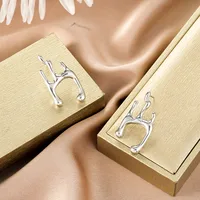 1 Pair Retro Classic Style Geometric Irregular Plating Titanium Steel Ear Studs sku image 6