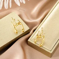 1 Pair Retro Classic Style Geometric Irregular Plating Titanium Steel Ear Studs sku image 41