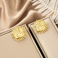 1 Pair Retro Classic Style Geometric Irregular Plating Titanium Steel Ear Studs sku image 53