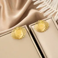 1 Pair Retro Classic Style Geometric Irregular Plating Titanium Steel Ear Studs sku image 57