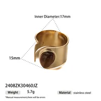 Retro Classic Style Geometric Heart Shape 304 Stainless Steel Plating Women's Open Rings sku image 2