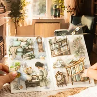 Book Human Plant School Graduation PET Paper Cute Vintage Style Handmade Stickers main image 1