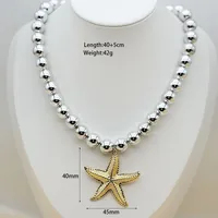 Elegant Vintage Style Starfish Conch Heart Shape 304 Stainless Steel CCB Imitation Pearl Women's Multi Charms Necklace main image 2