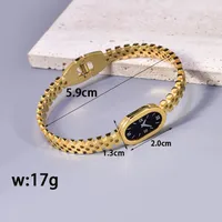 Classic Style Solid Color 304 Stainless Steel Titanium Steel Rhinestones 18K Gold Plated Women's Wide Bracelet main image 2