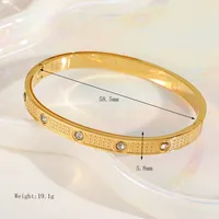 Elegant Artistic Solid Color 316 Stainless Steel  Plating Inlay Zircon 18K Gold Plated Women's Bangle sku image 1