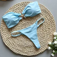Women's Solid Color 2 Pieces Set Swimwear main image video