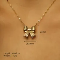 Retro Classic Style Heart Shape Bow Knot 304 Stainless Steel Plating Zircon 18K Gold Plated Unisex Pendant Necklace sku image 3